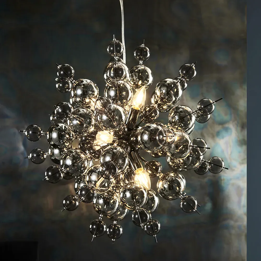 Pavia 9 Light Ceiling Pendant - Black, Tinted Glass