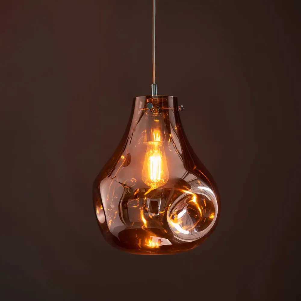 Perugia Pendant Ceiling Lamp - Copper, Metallic Glass