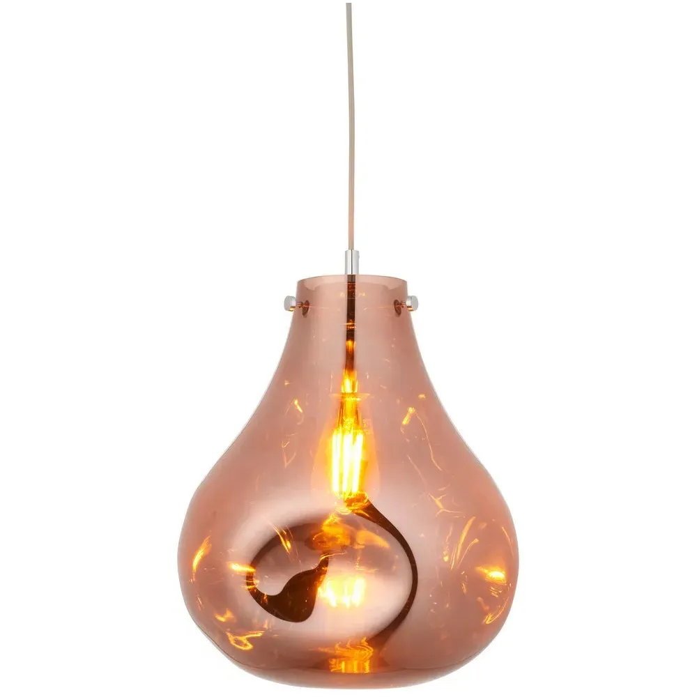 Perugia Pendant Ceiling Lamp - Copper, Metallic Glass