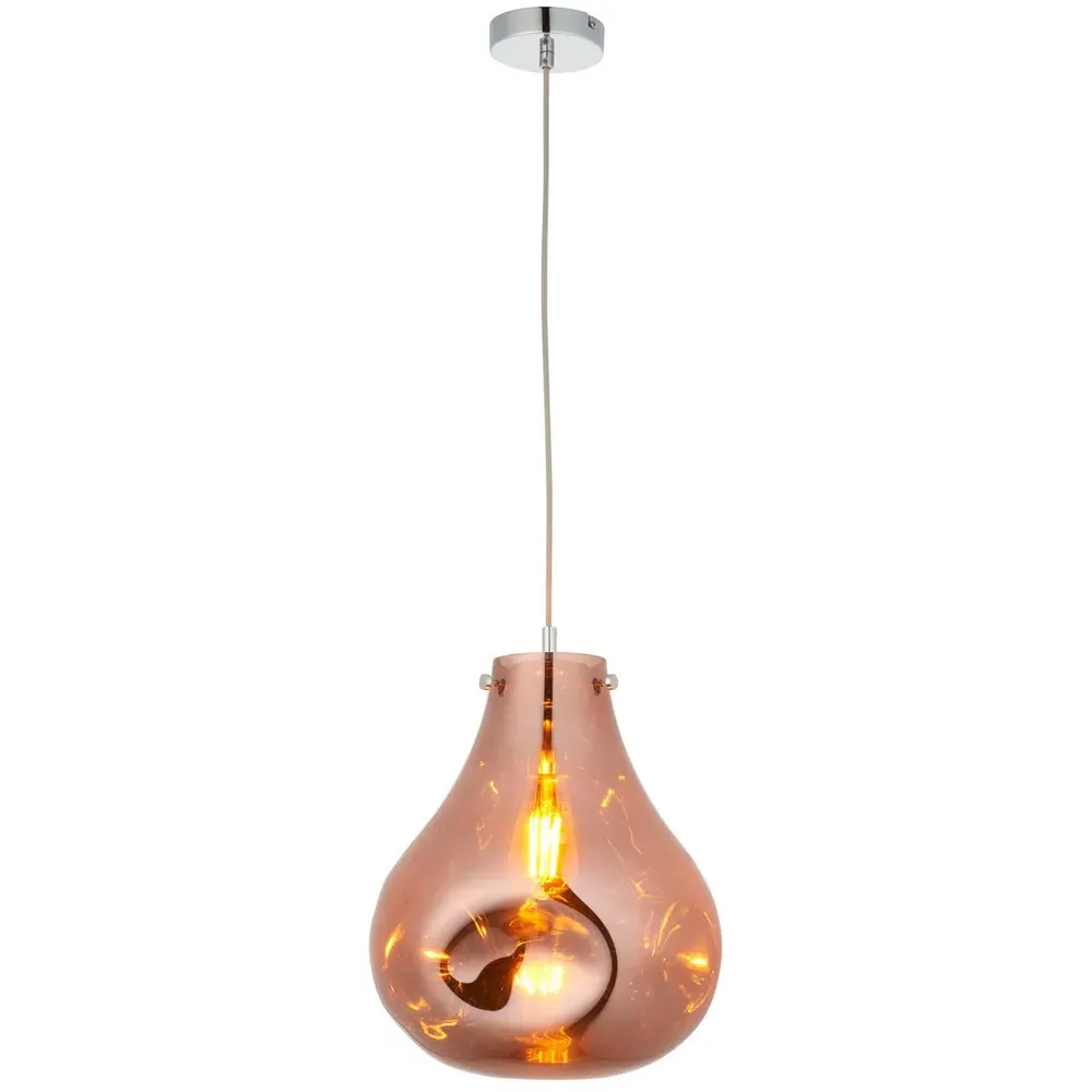Perugia Pendant Ceiling Lamp - Copper, Metallic Glass