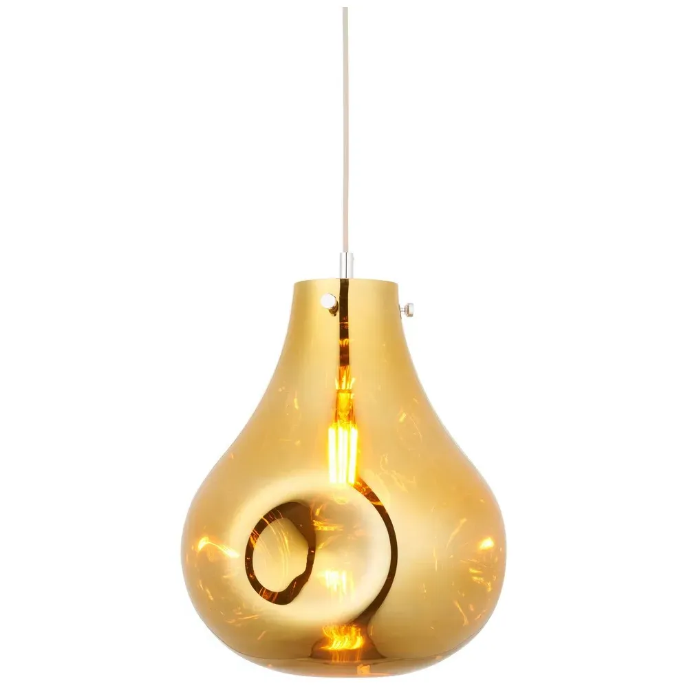 Perugia Pendant Ceiling Lamp - Gold, Metallic Glass