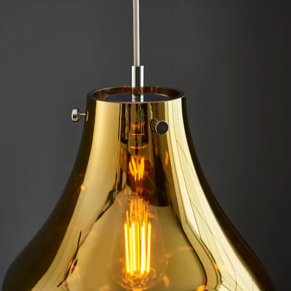 Perugia Pendant Ceiling Lamp - Gold, Metallic Glass