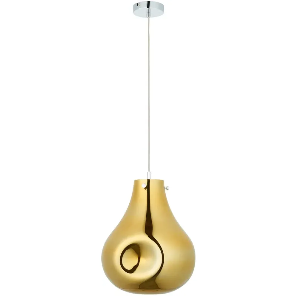 Perugia Pendant Ceiling Lamp - Gold, Metallic Glass