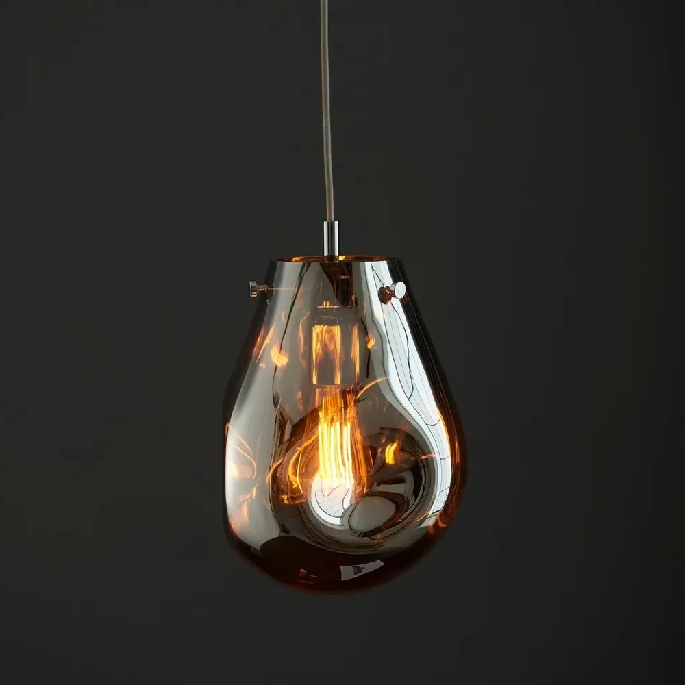 Perugia Small Pendant Ceiling Lamp - Chrome, Metallic Glass