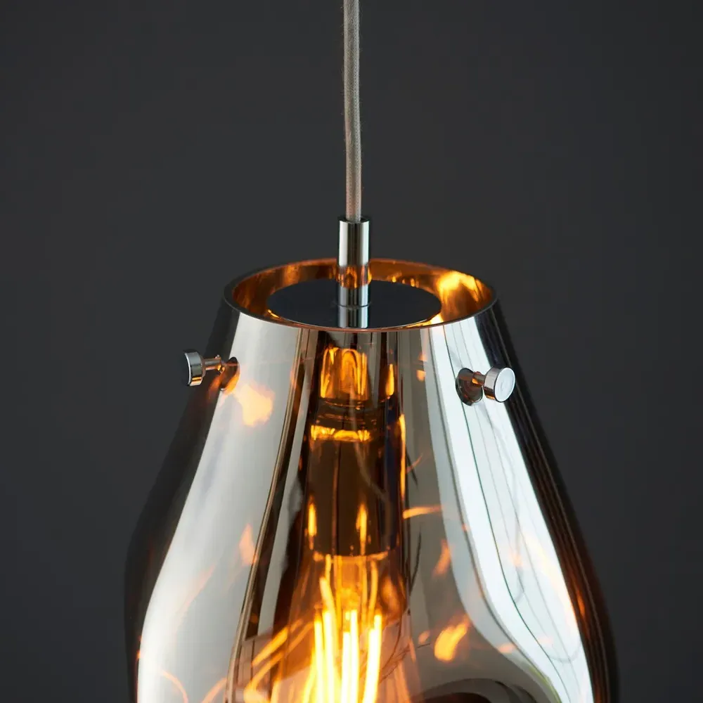 Perugia Small Pendant Ceiling Lamp - Chrome, Metallic Glass