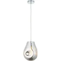Perugia Small Pendant Ceiling Lamp - Chrome, Metallic Glass