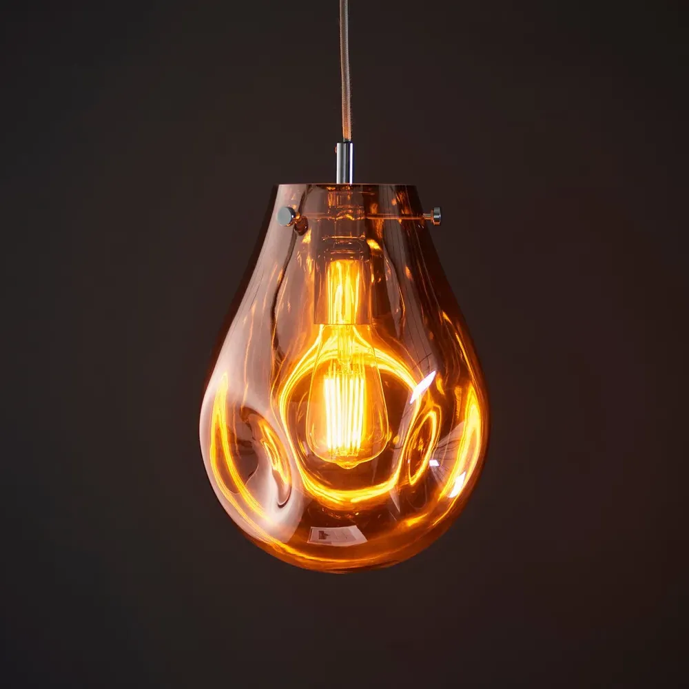 Perugia Small Pendant Ceiling Lamp - Copper, Metallic Glass