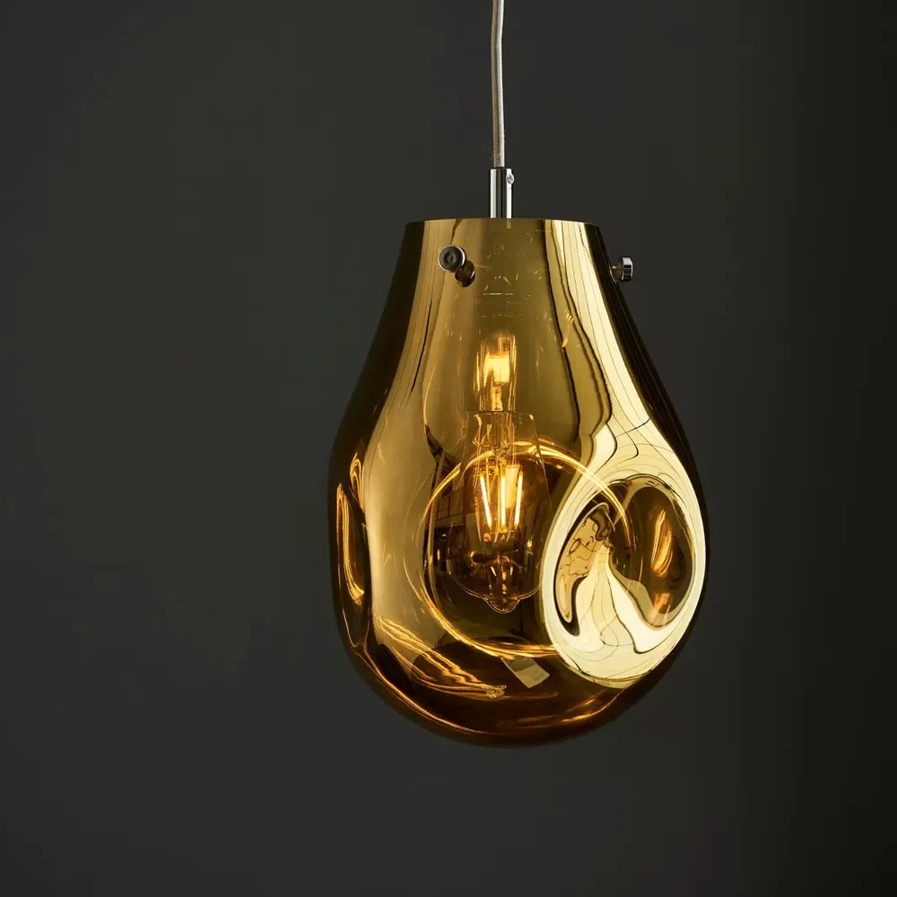 Perugia Small Pendant Ceiling Lamp - Gold, Metallic Glass
