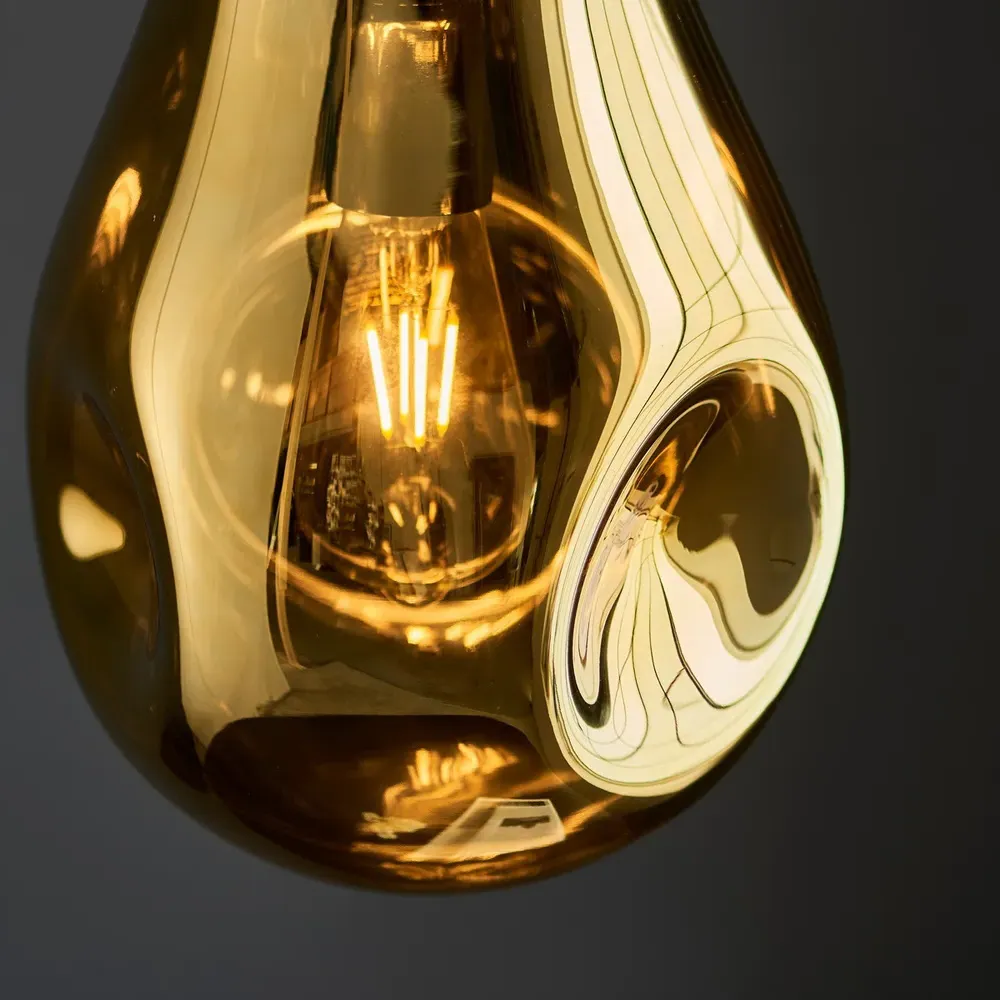 Perugia Small Pendant Ceiling Lamp - Gold, Metallic Glass