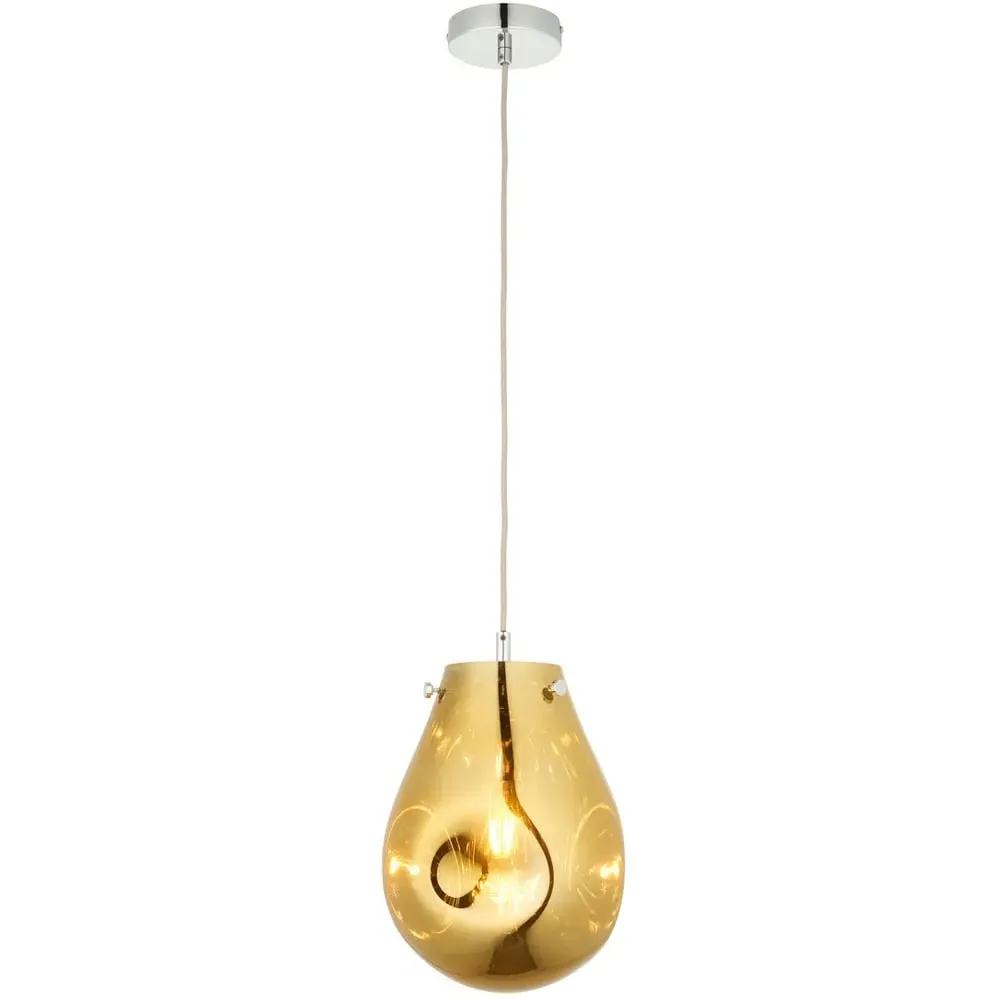 Perugia Small Pendant Ceiling Lamp - Gold, Metallic Glass