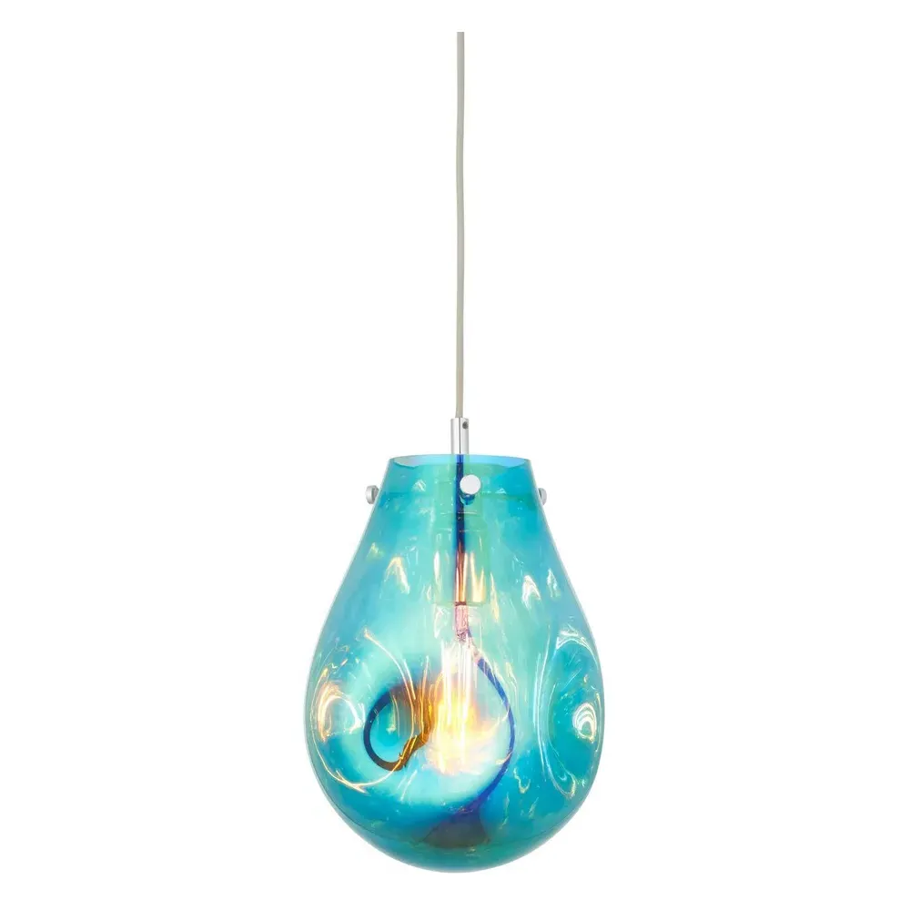 Perugia Small Pendant Ceiling Lamp - Petrol, Metallic Glass