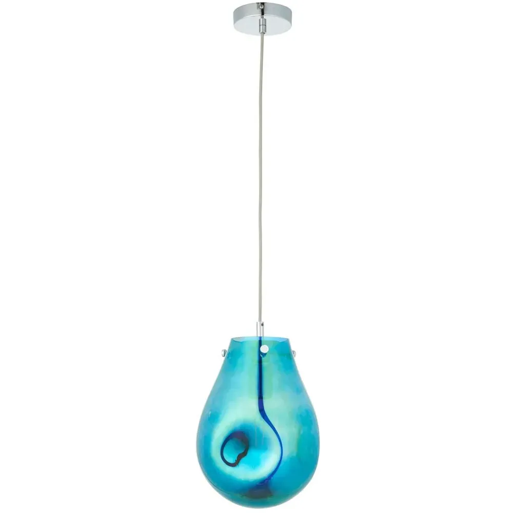 Perugia Small Pendant Ceiling Lamp - Petrol, Metallic Glass