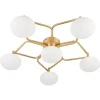 Pesaro Flush Ceiling Light - Brown, Opal Glass