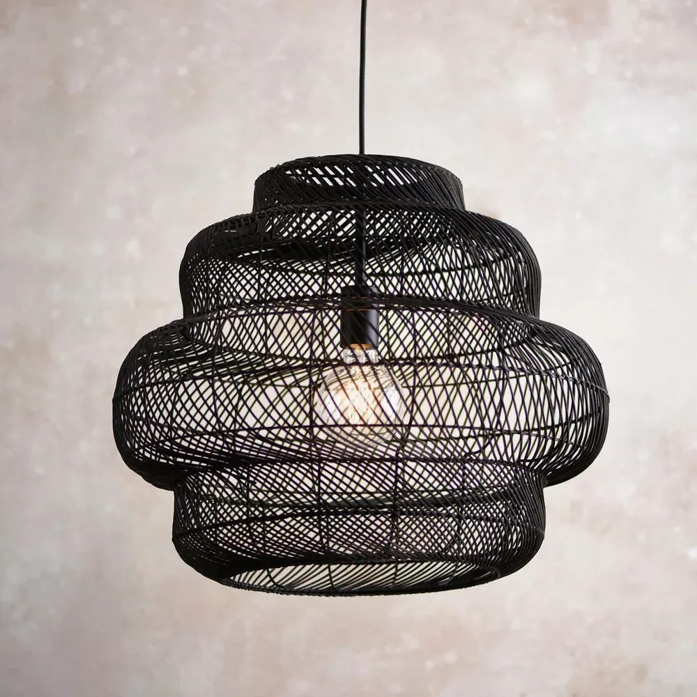 Piacenza Pendant Light - Black, Rattan