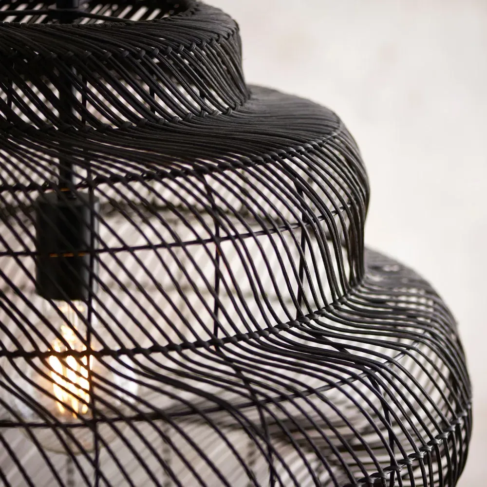 Piacenza Pendant Light - Black, Rattan