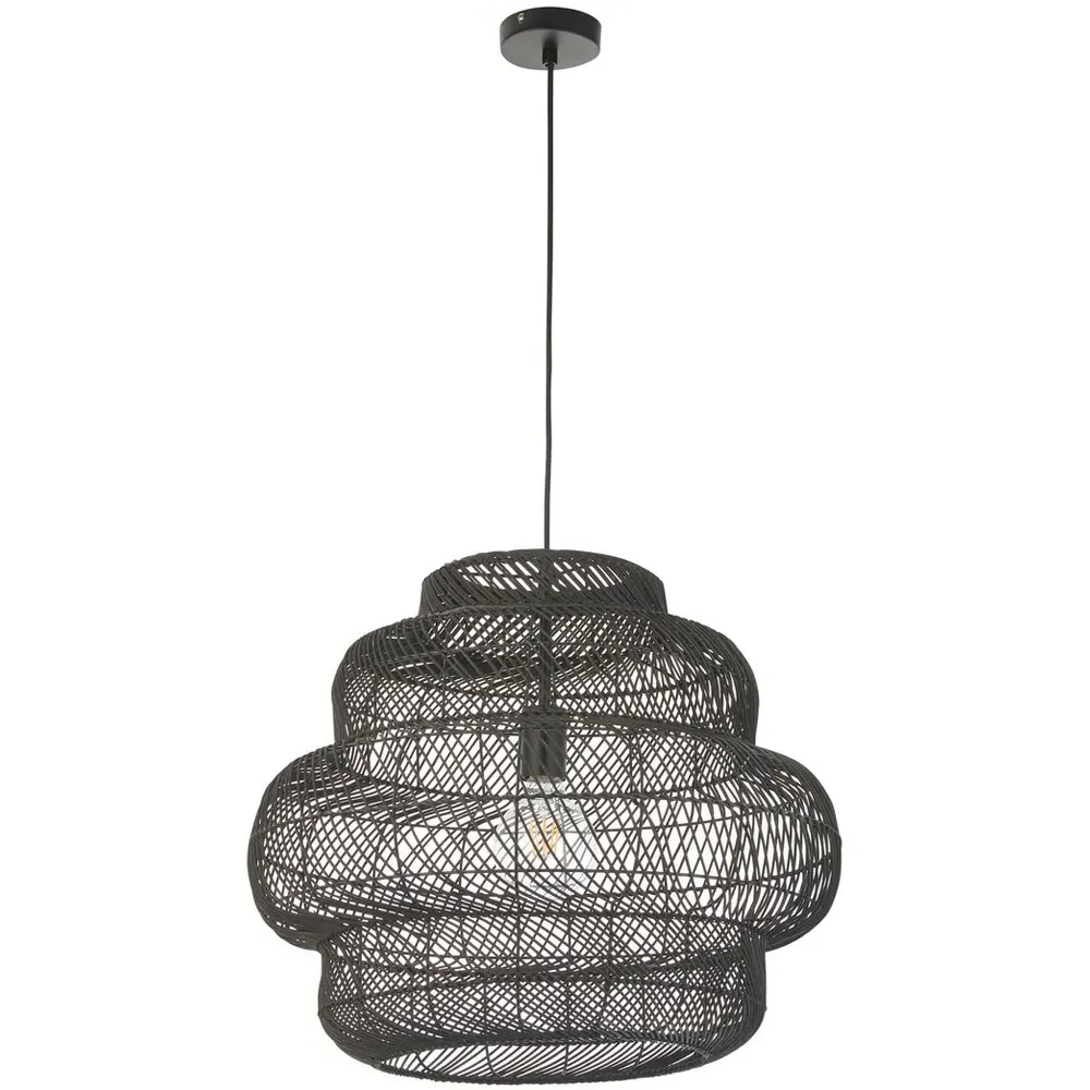 Piacenza Pendant Light - Black, Rattan
