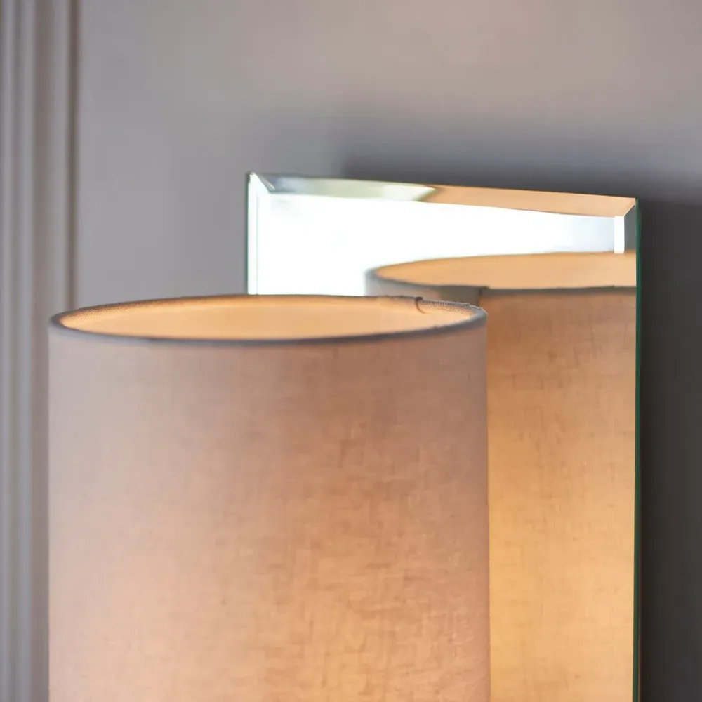 Pisa Wall Lamp - Bright Nickel, White Fabric