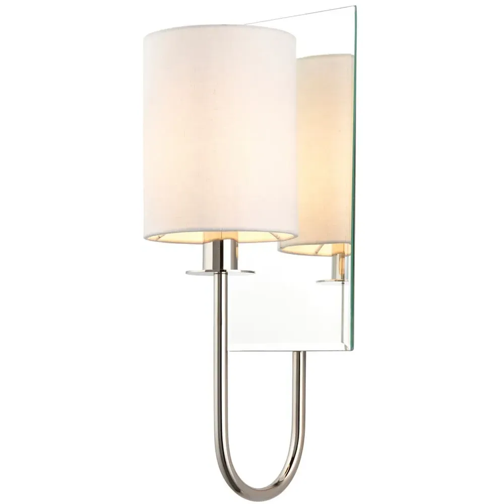 Pisa Wall Lamp - Bright Nickel, White Fabric