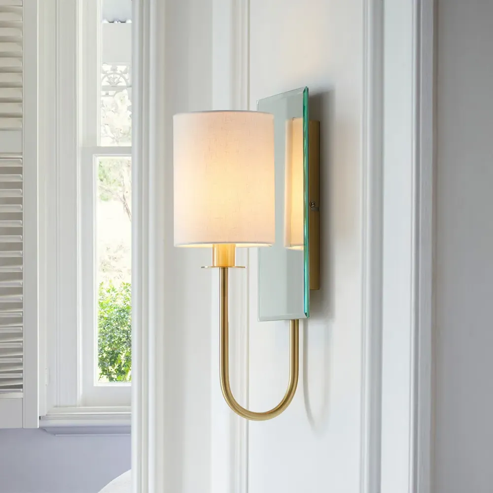 Pisa Wall Lamp - Satin Brass, White Fabric