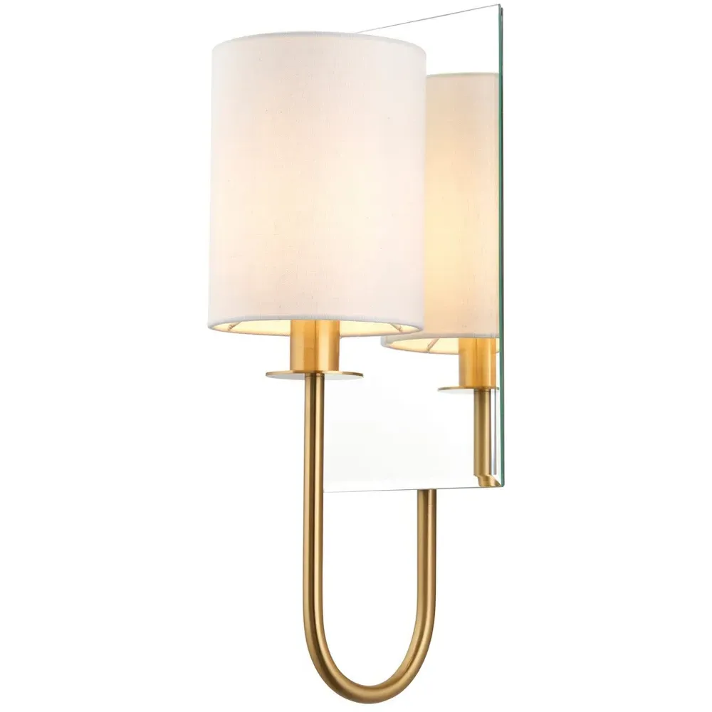 Pisa Wall Lamp - Satin Brass, White Fabric