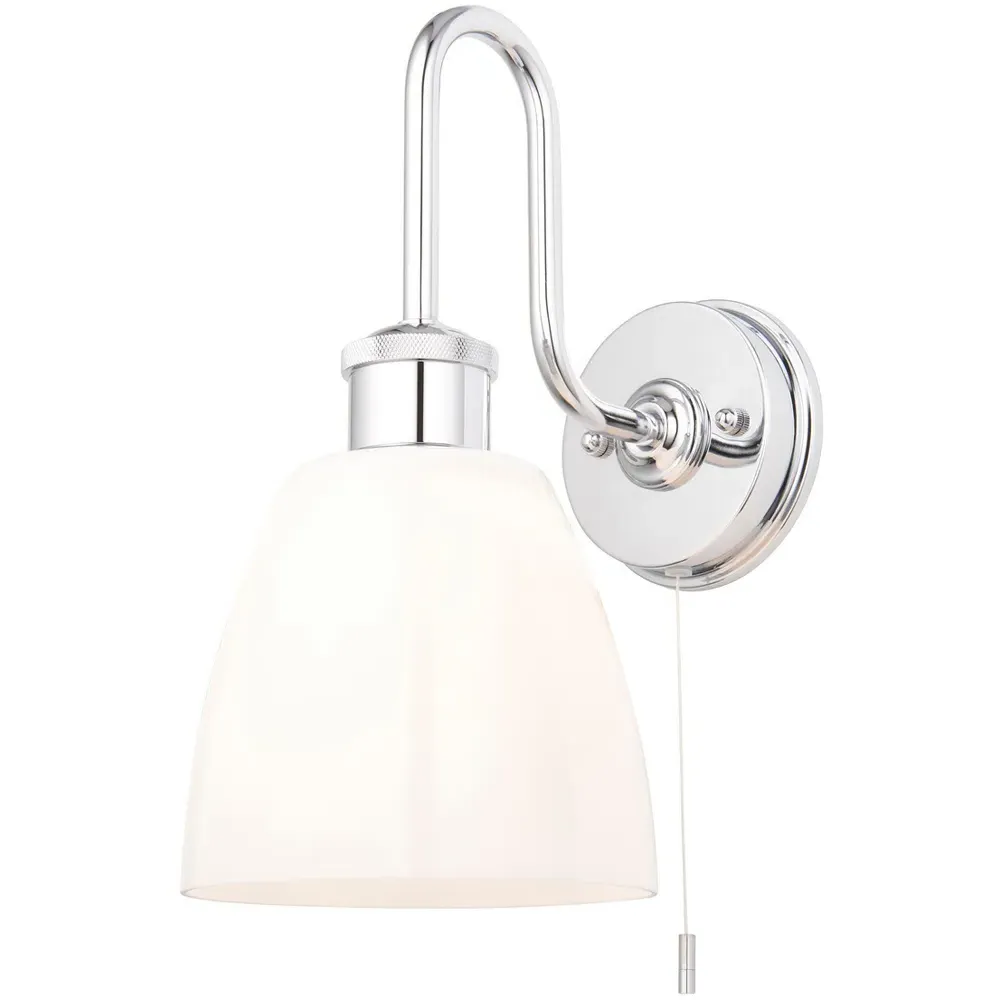 Pozzuoli Opal Glass Bathroom Wall Light - Silver, Chrome