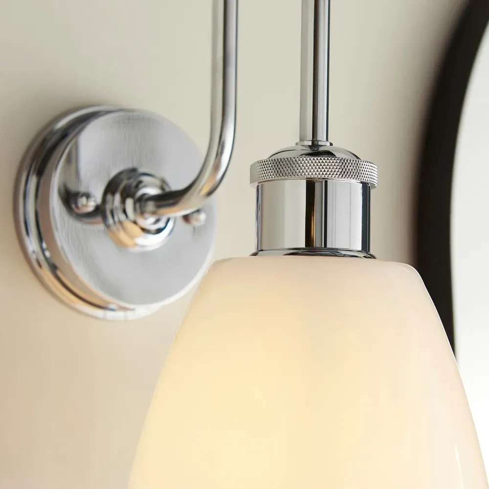 Pozzuoli Opal Glass Bathroom Wall Light - Silver, Chrome