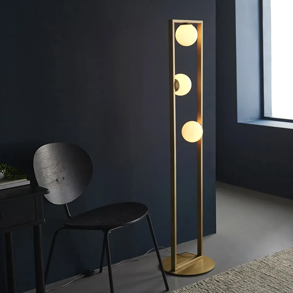 Ravello 3 Light Floor Lamp - Gold, Glass