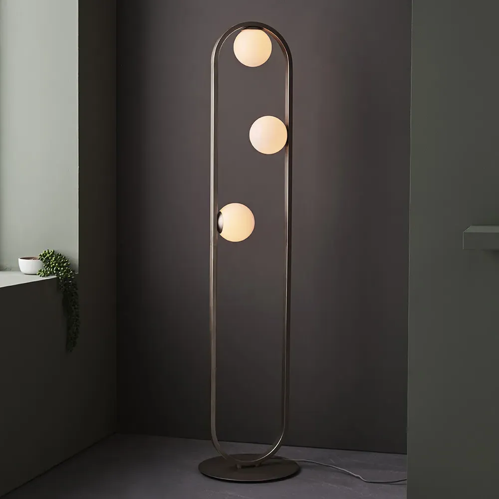 Ravello 3 Light Floor Lamp - Silver, Glass