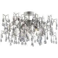 Rimini 3 Light Semi Flush Ceiling Light - Silver, Tinted Glass