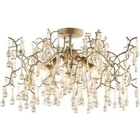 Rimini 3 Light Semi Flush Ceiling Pendant - Gold, Glass