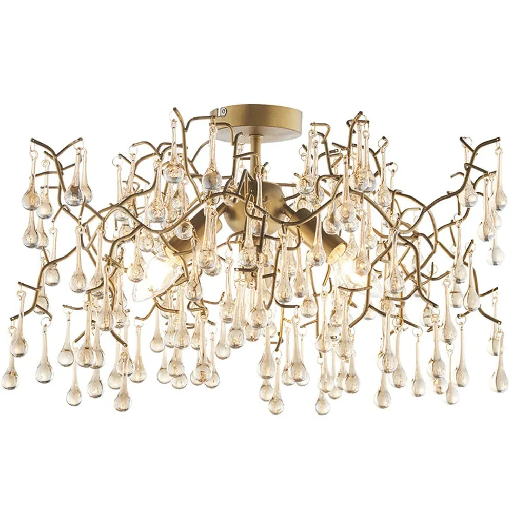 Rimini 3 Light Semi Flush Ceiling Pendant - Gold, Glass image