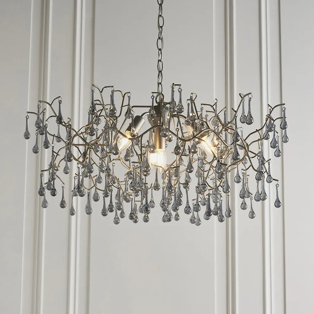 Rimini 4 Light Ceiling Pendant - Silver, Tinted Glass
