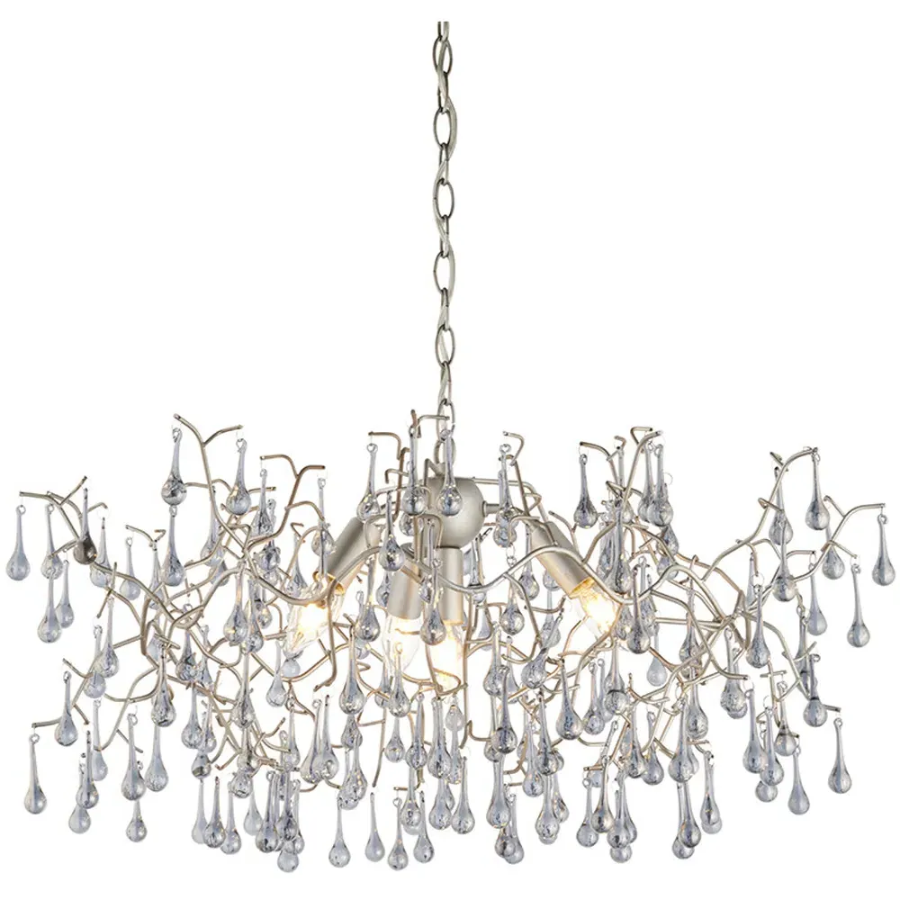 Rimini 4 Light Ceiling Pendant - Silver, Tinted Glass