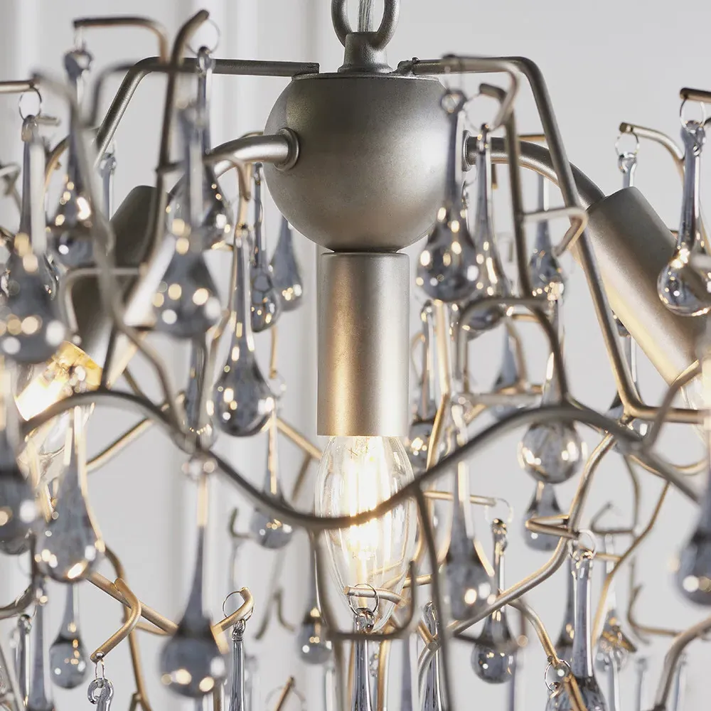 Rimini 4 Light Ceiling Pendant - Silver, Tinted Glass