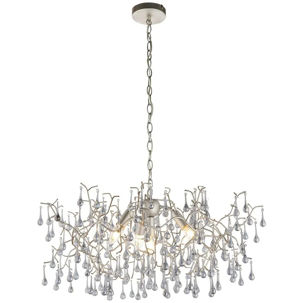 Rimini 4 Light Ceiling Pendant - Silver, Tinted Glass
