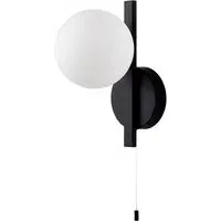 Riomaggiore Bathroom Wall Lamp - Black, Matt Opal Glass