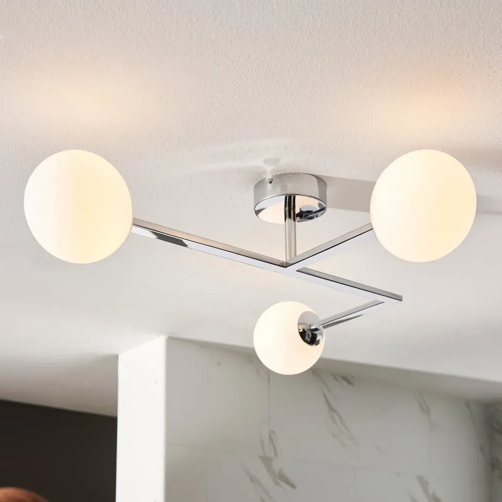 Riomaggiore Semi Flush 3 Light Ceiling Light - Silver, Chrome
