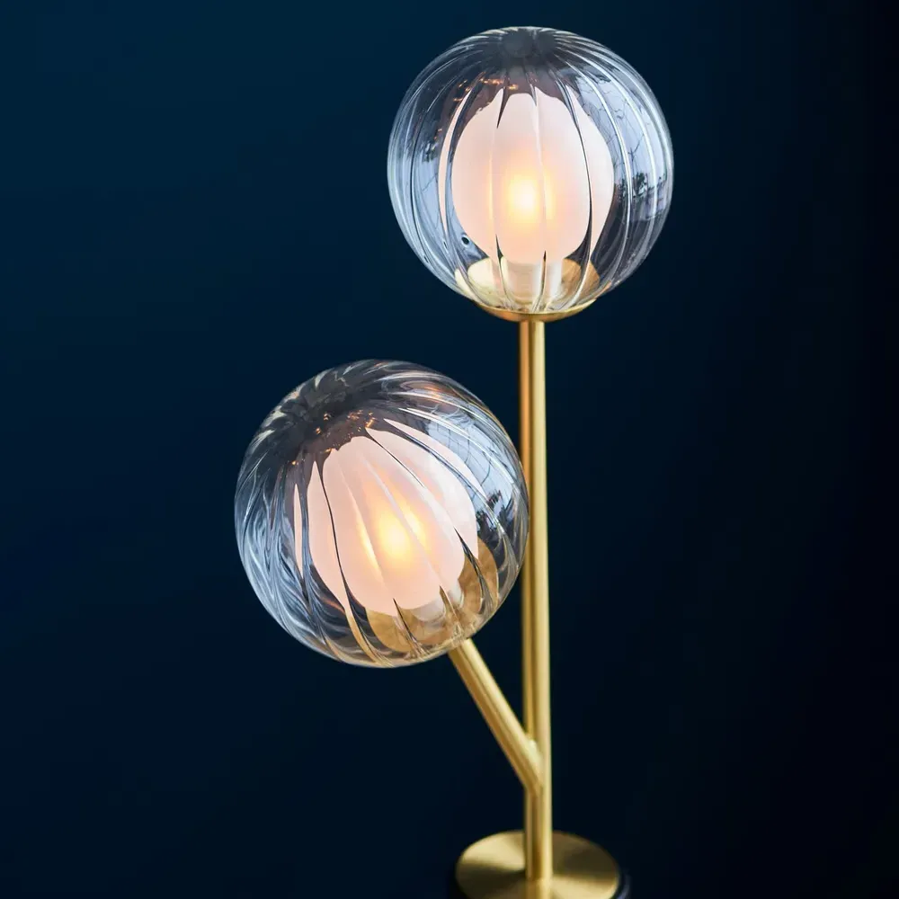 Rome 2 Light Table Lamp - Brown, Glass