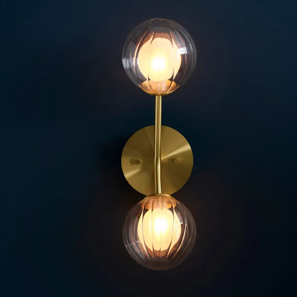 Rome 2 Light Wall Light - Brown, Glass