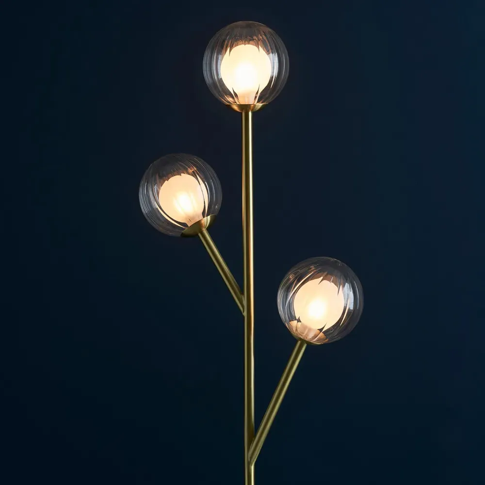 Rome 3 Light Floor Lamp - Brown, Glass