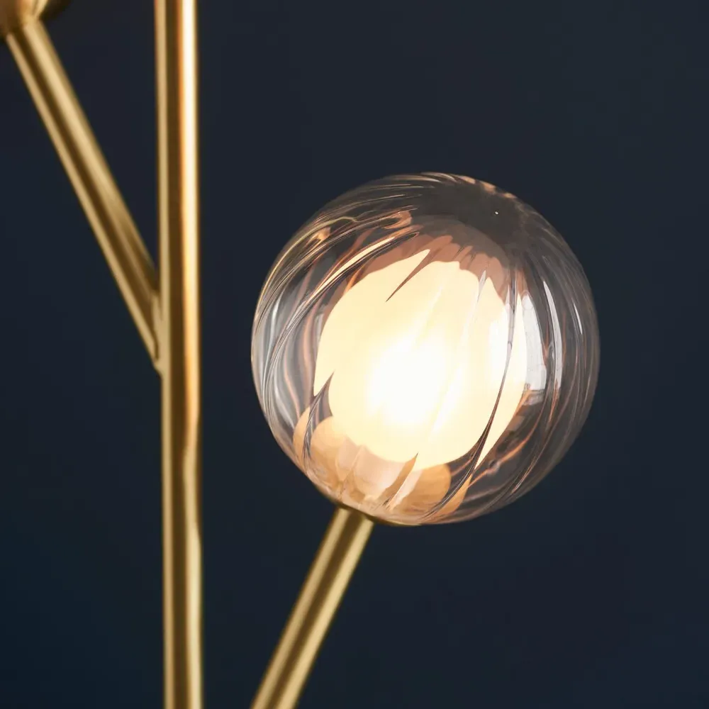 Rome 3 Light Floor Lamp - Brown, Glass