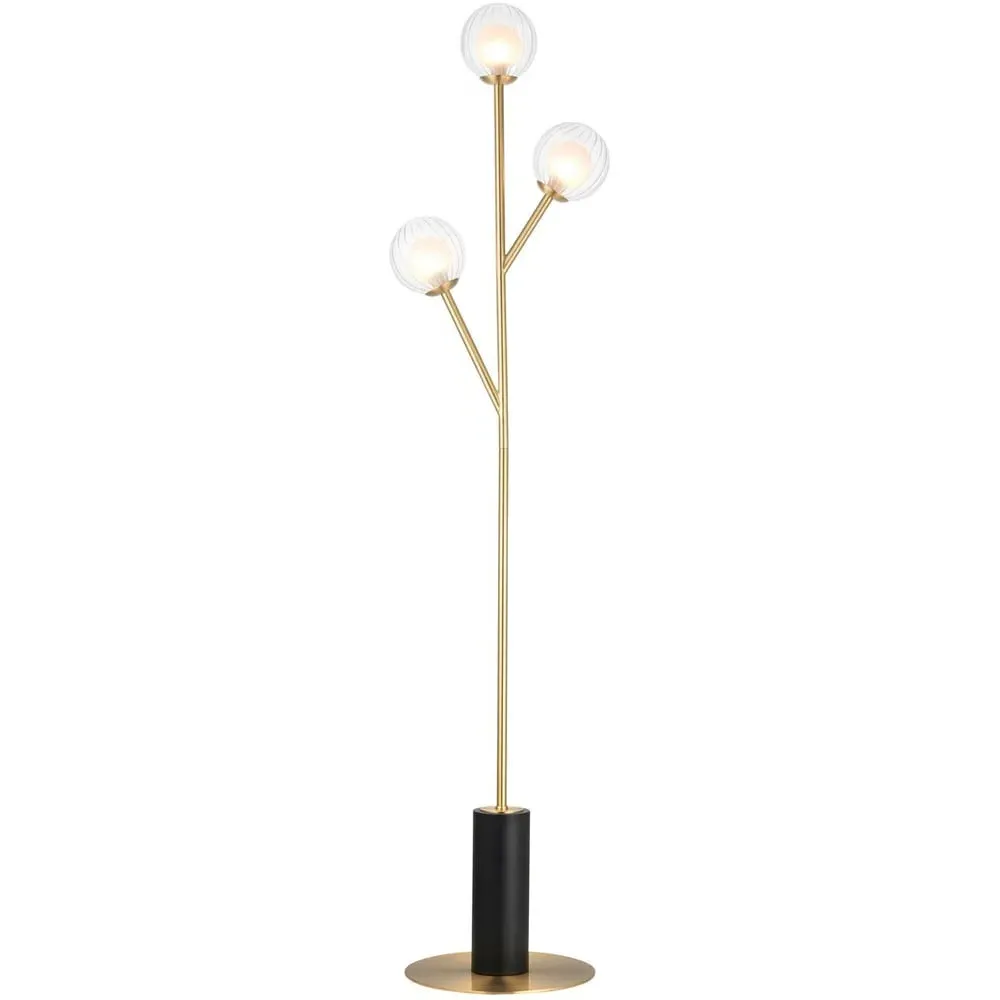 Rome 3 Light Floor Lamp - Brown, Glass