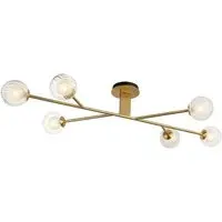 Rome 6 Light Semi Flush Ceiling Light - Brown, Glass