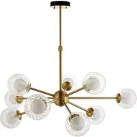 Rome Multi Arm Pendant Ceiling Lamp - Satin Brass, Glass