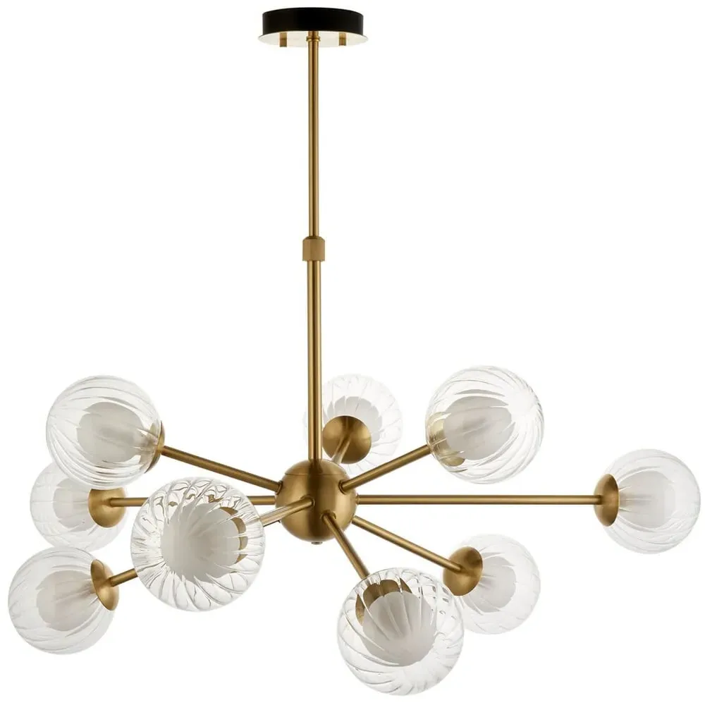 Rome Multi Arm Pendant Ceiling Lamp - Satin Brass, Glass