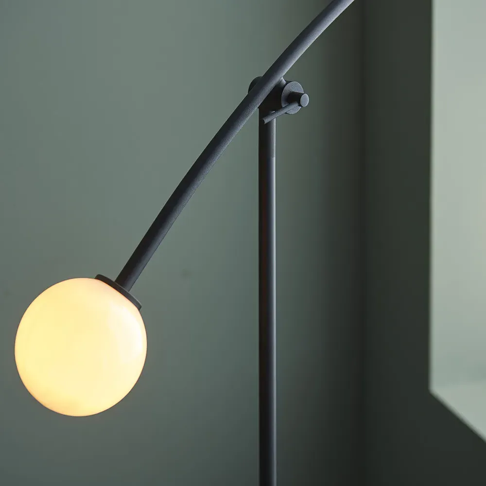 Rovigo 2 Light Floor Lamp - Black, Opal Glass