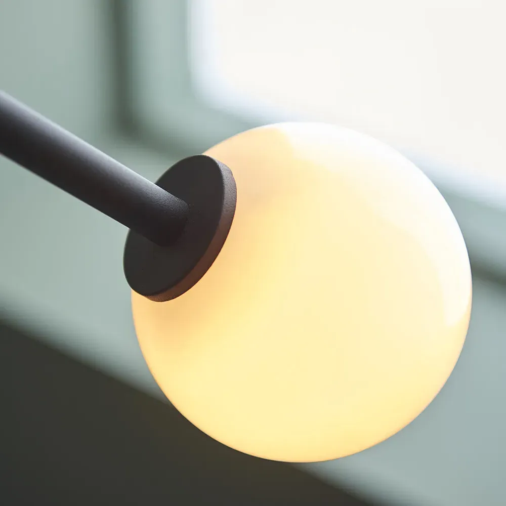 Rovigo 2 Light Floor Lamp - Black, Opal Glass