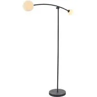 Rovigo 2 Light Floor Lamp - Black, Opal Glass