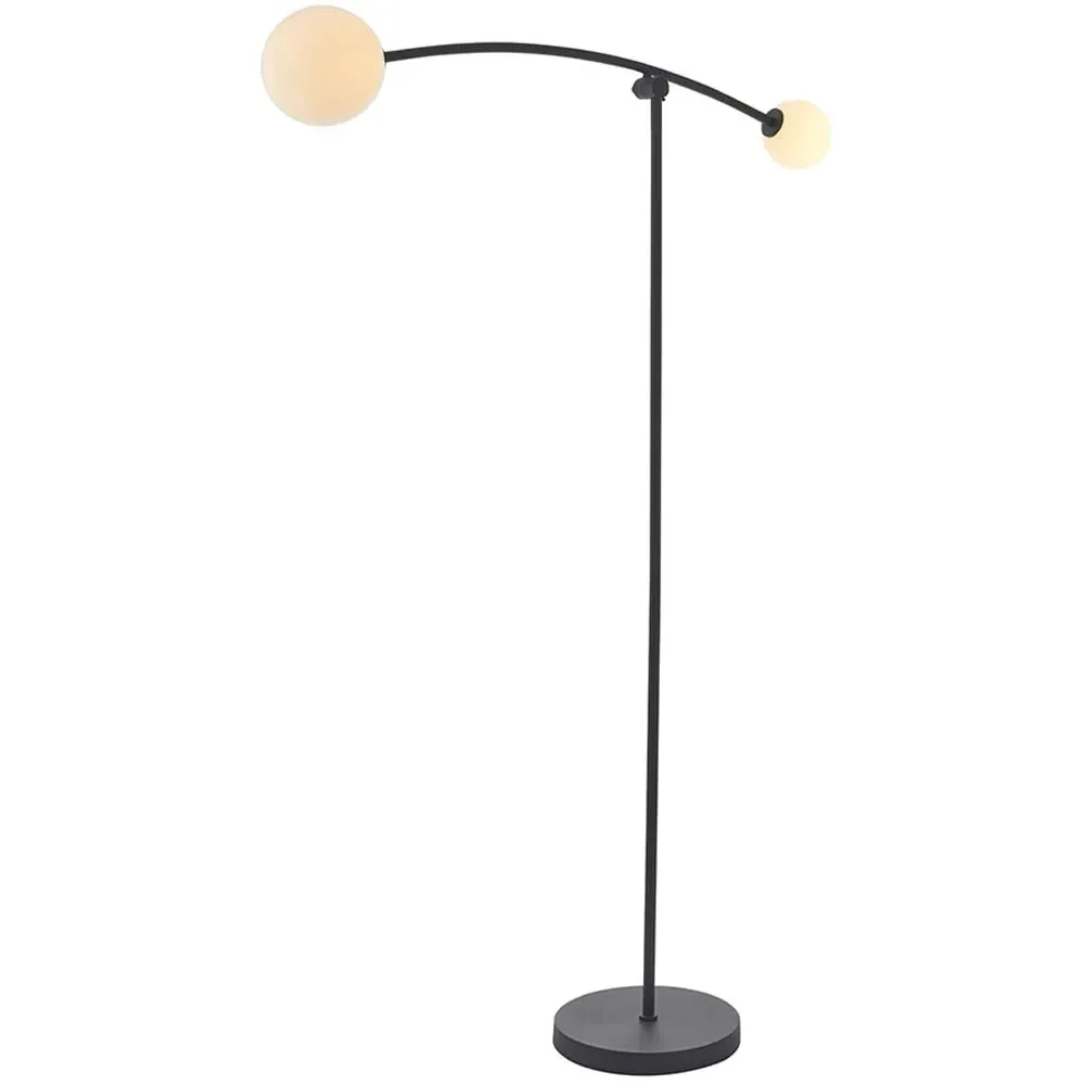 Rovigo 2 Light Floor Lamp - Black, Opal Glass