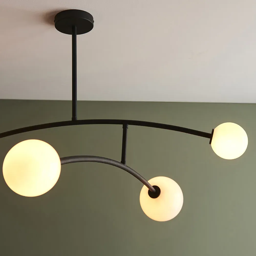Rovigo 4 Light Ceiling Light - Black, Opal Glass